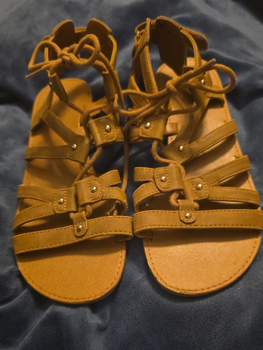 Women's Tan Lace-Up Gladiator Sandals